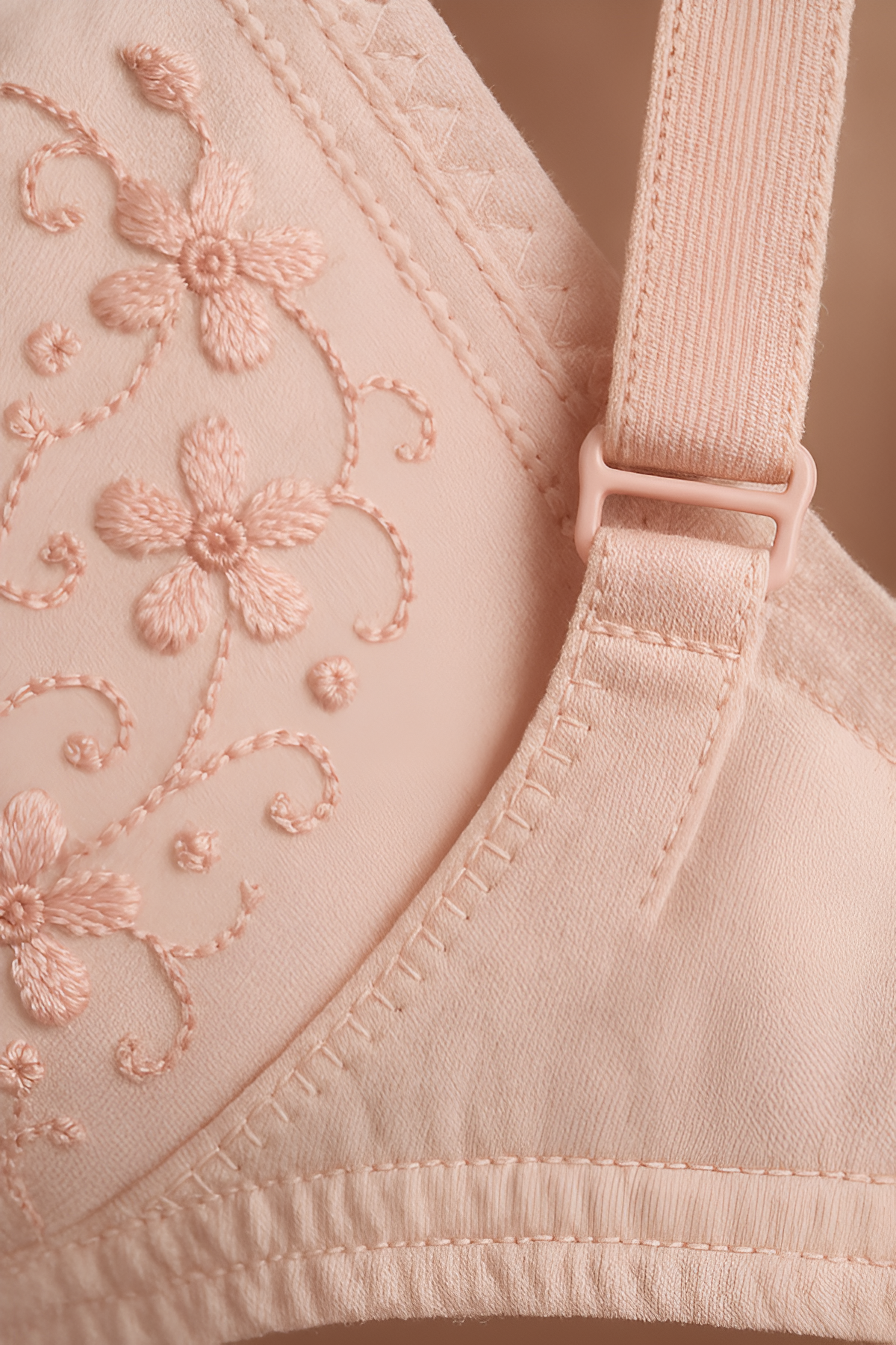 01 Pcs Cotton Embroidered Chikan Bra For Women – Soft Breathable Fabric, Floral Design, Adjustable Straps, 2-hook Closure, Daily Wear