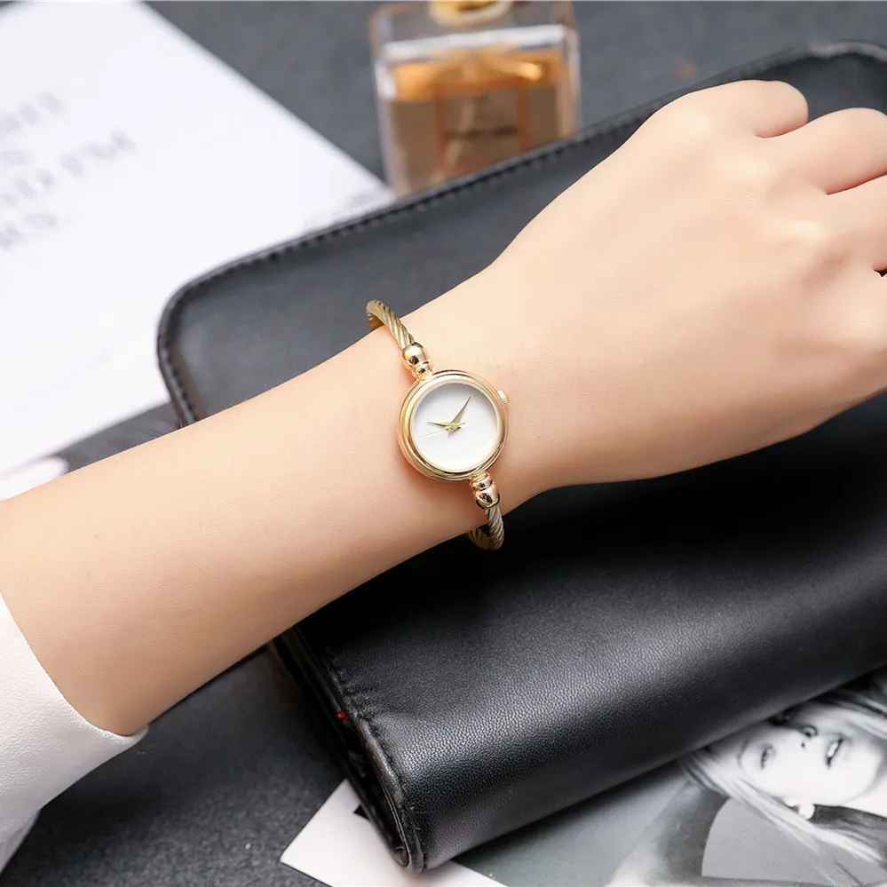 5PCS Women Simple Small Bracelet Watches Stainless Steel Retro Ladies Quartz Wristwatch Fashion Casual Female