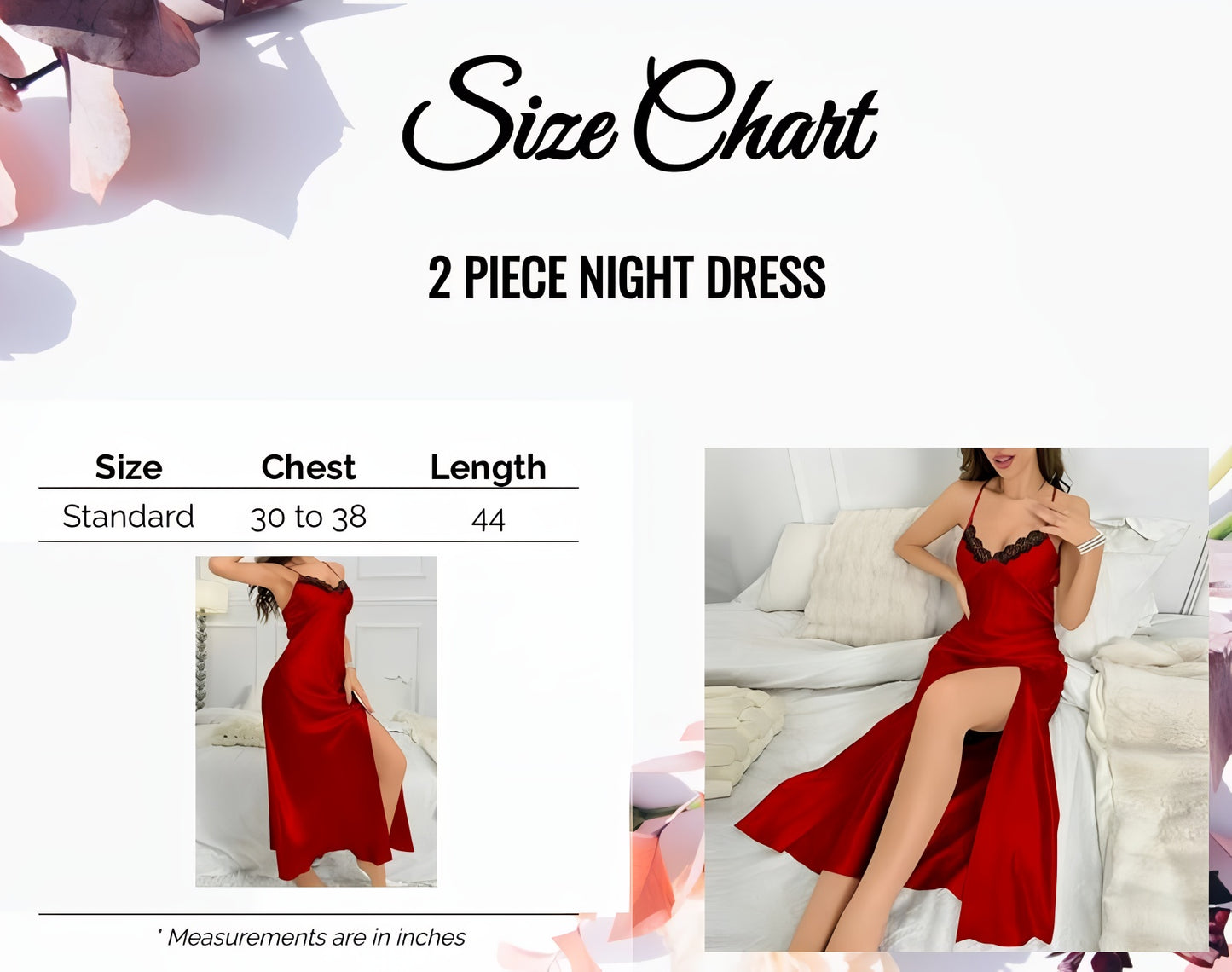Elegant Black Blue Satin Night Dress with Lace Detailing & Side Slit – Women’s Luxury Sleepwear