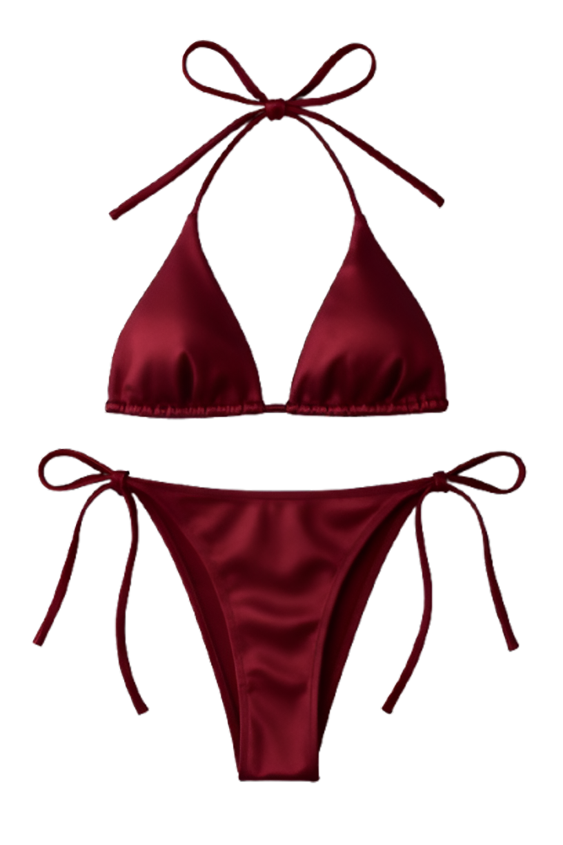 Women’s Bikini Set – Halter Neck Triangle Top & Adjustable Side-tie Bottom