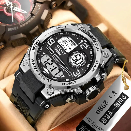 MAYZHISU Luxury Electronic Watch for Man Black Screen Outdoor Men's Sports Watches Stopwatch Waterproof Kids LED Digtial Clock