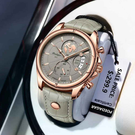 POEDAGAR Men Watch Fashion Chronograph Leather Quartz Watches Waterproof Luminous Top Brand Luxury Casual Sport Men's Wristwatch