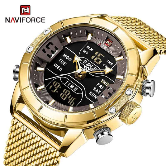 NAVIFORCE Men Watch Top Luxury Brand Man Military Sport Quartz Wrist Watches Stainless Steel LED Digital Clock Relogio Masculino