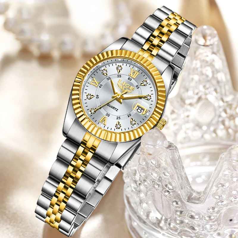 LIGE New Original Brand Luxury Women Watches Fashion Waterproof Ladies Steel Band Quartz Watch Relogio Feminino Girls Clock Gift