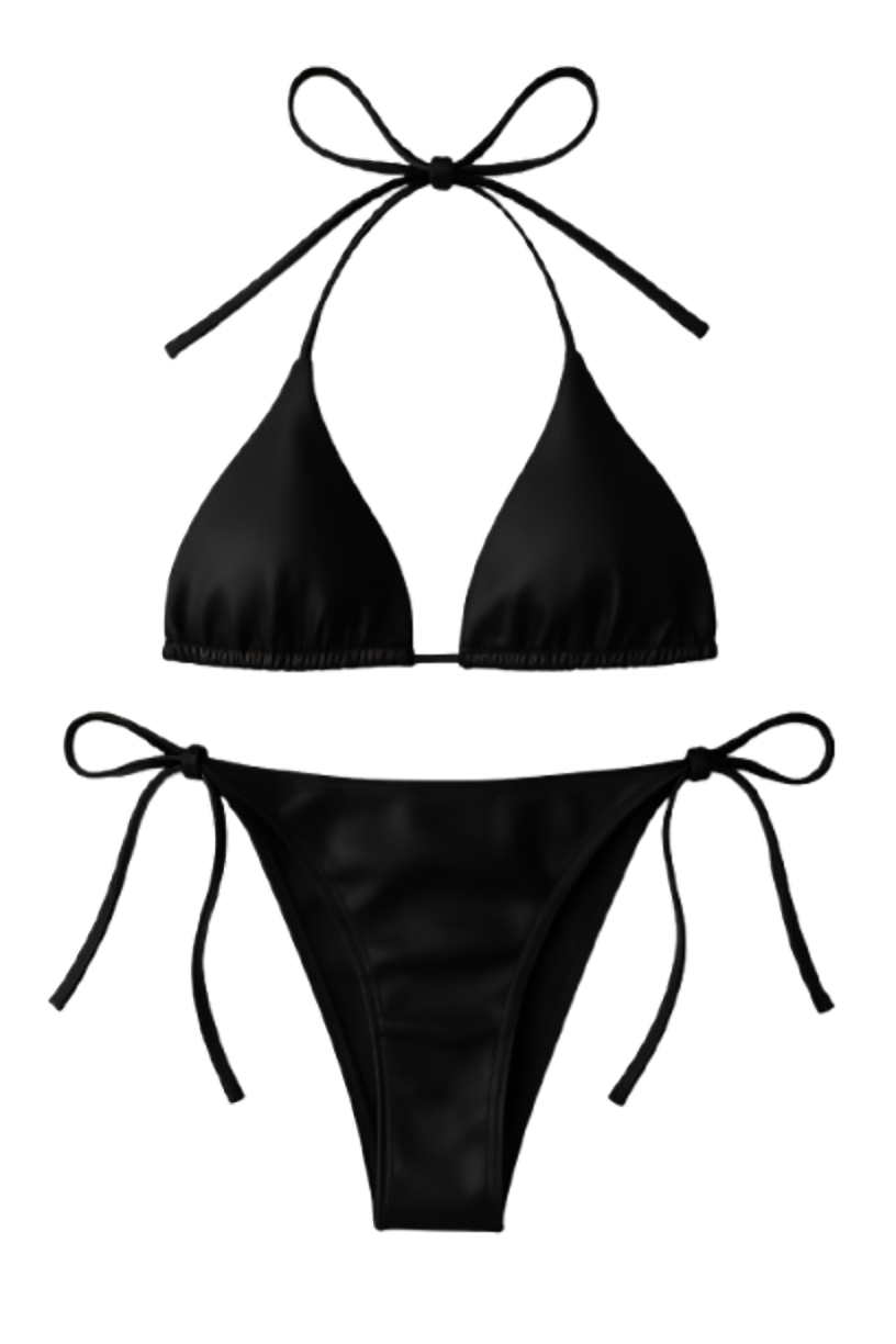Women’s Bikini Set – Halter Neck Triangle Top & Adjustable Side-tie Bottom