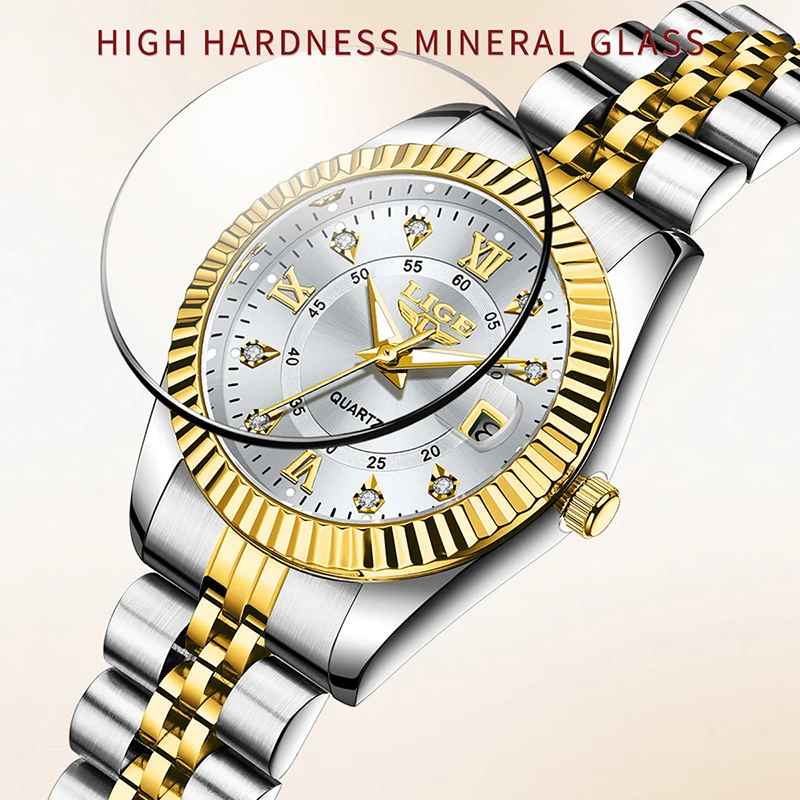 LIGE New Original Brand Luxury Women Watches Fashion Waterproof Ladies Steel Band Quartz Watch Relogio Feminino Girls Clock Gift