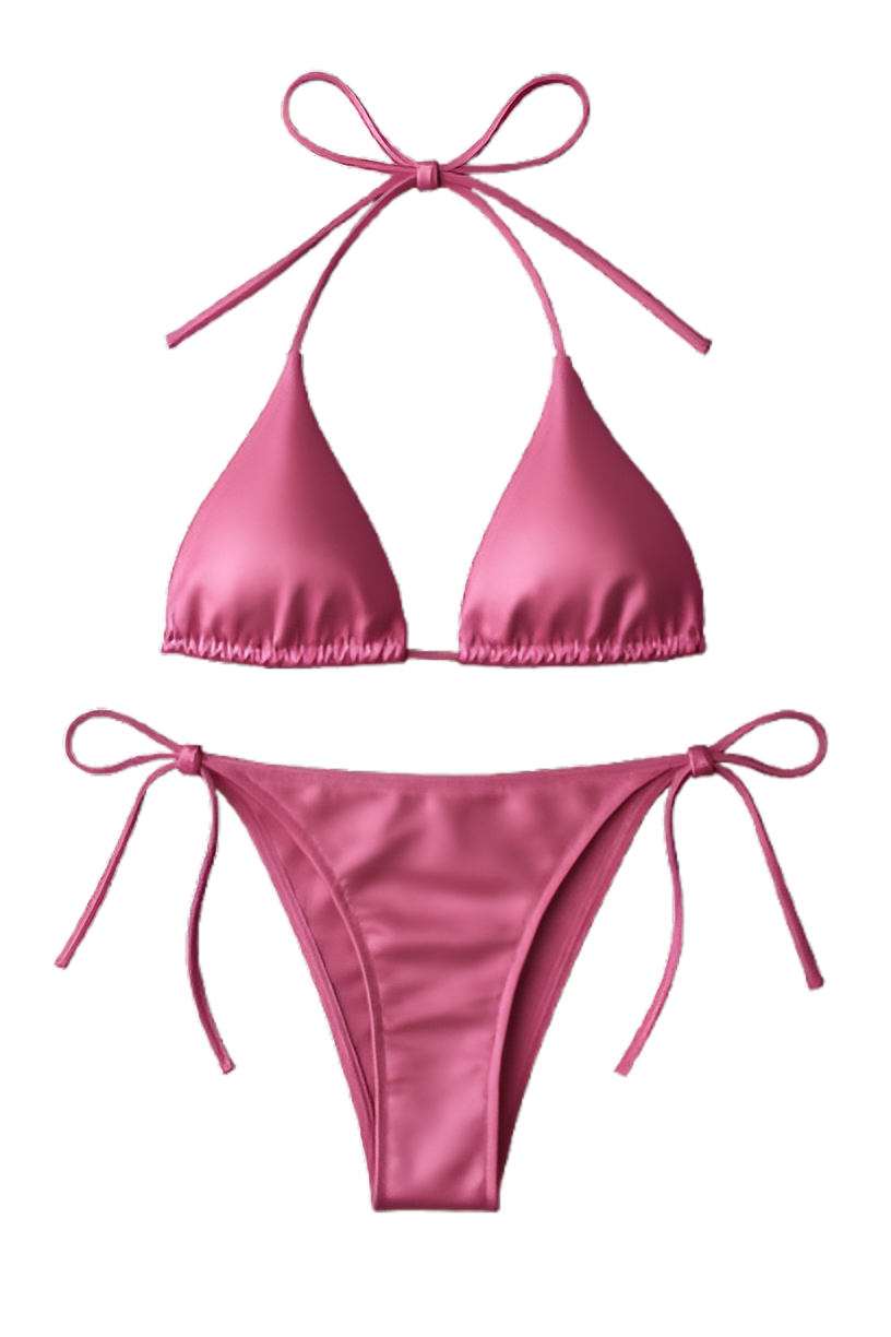 Women’s Bikini Set – Halter Neck Triangle Top & Adjustable Side-tie Bottom