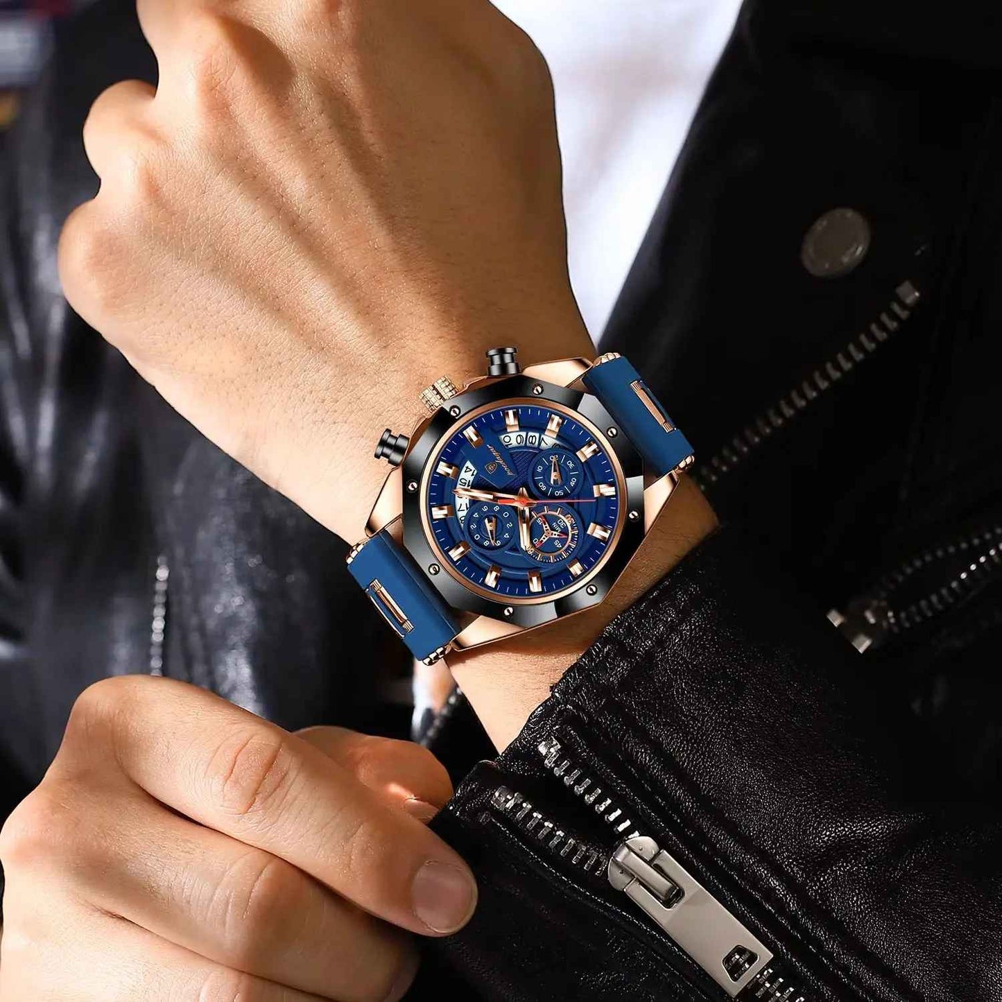POEDAGAR Luxury Military Men Watch Waterproof Luminous Date Sport Man Wristwatch Chronograph Silicone Strap Quartz Men's Watches