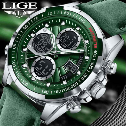 LIGE Fashion Military Watches For Men FOXBOX Top Brand Luxury Sports Chronograph Watch Waterproof Quartz Wristwatch Montre Homme