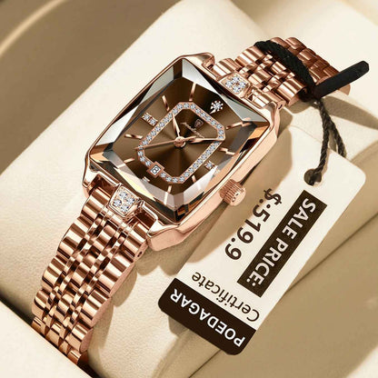 POEDAGAR Luxury Elegant Watch For Woman Date Waterproof Rectangle Ladies Watch Stainless Steel Quartz Women Watches Female Reloj