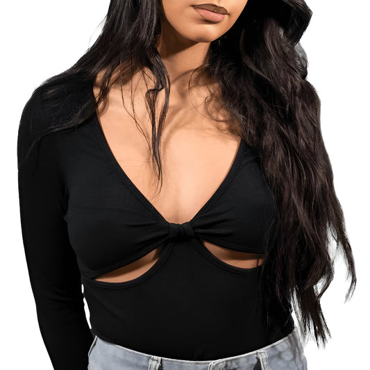 Black Knot Cut Out Top – Trendy Casual Wear