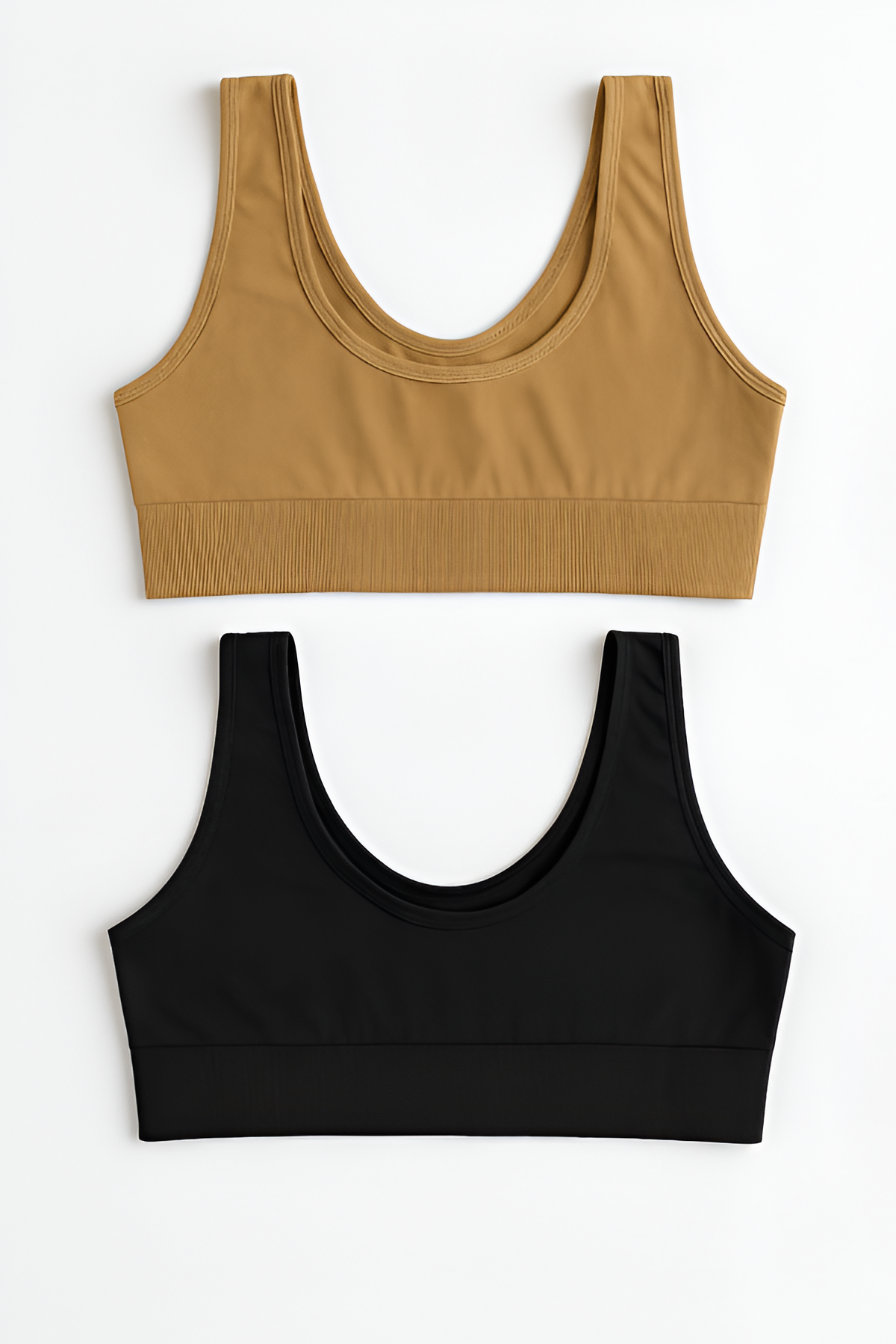 Pack Of 2 Women’s Lycra Sports Bra Set – Black & Skin.
